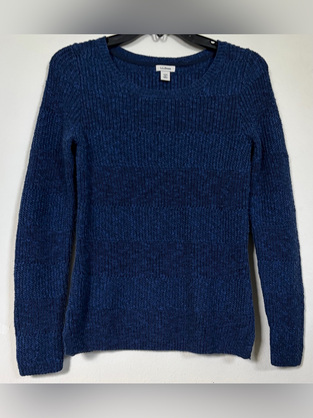 L.L. Bean Women's Deep Navy Textured Scoop Neck Sweater